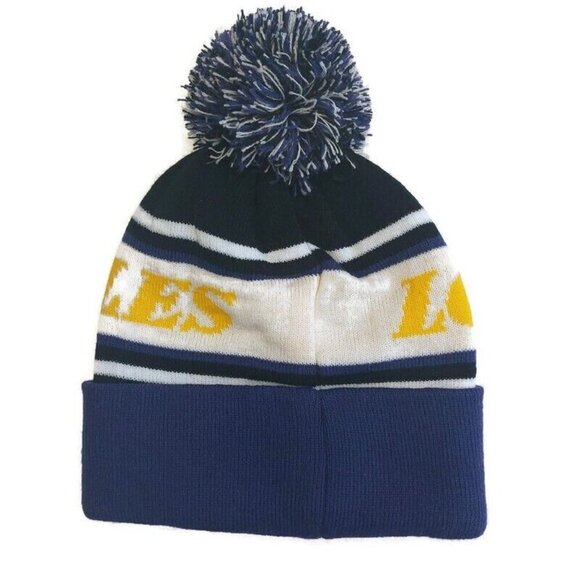 Ultra Game Los Angeles Lakers Cuffed Pom Beanie Winter Hat Cap Adult One Size - Picture 3 of 3
